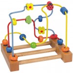 Labirintul Woody Maze cu trasee colorate Joc Educațional din Lemn de indemanare, de condus bile pe trase suspendate elicoidale
